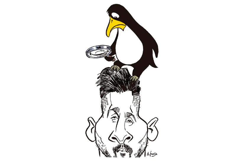 El pingüino de Messi, por Alfredo Sábat, para La Nación